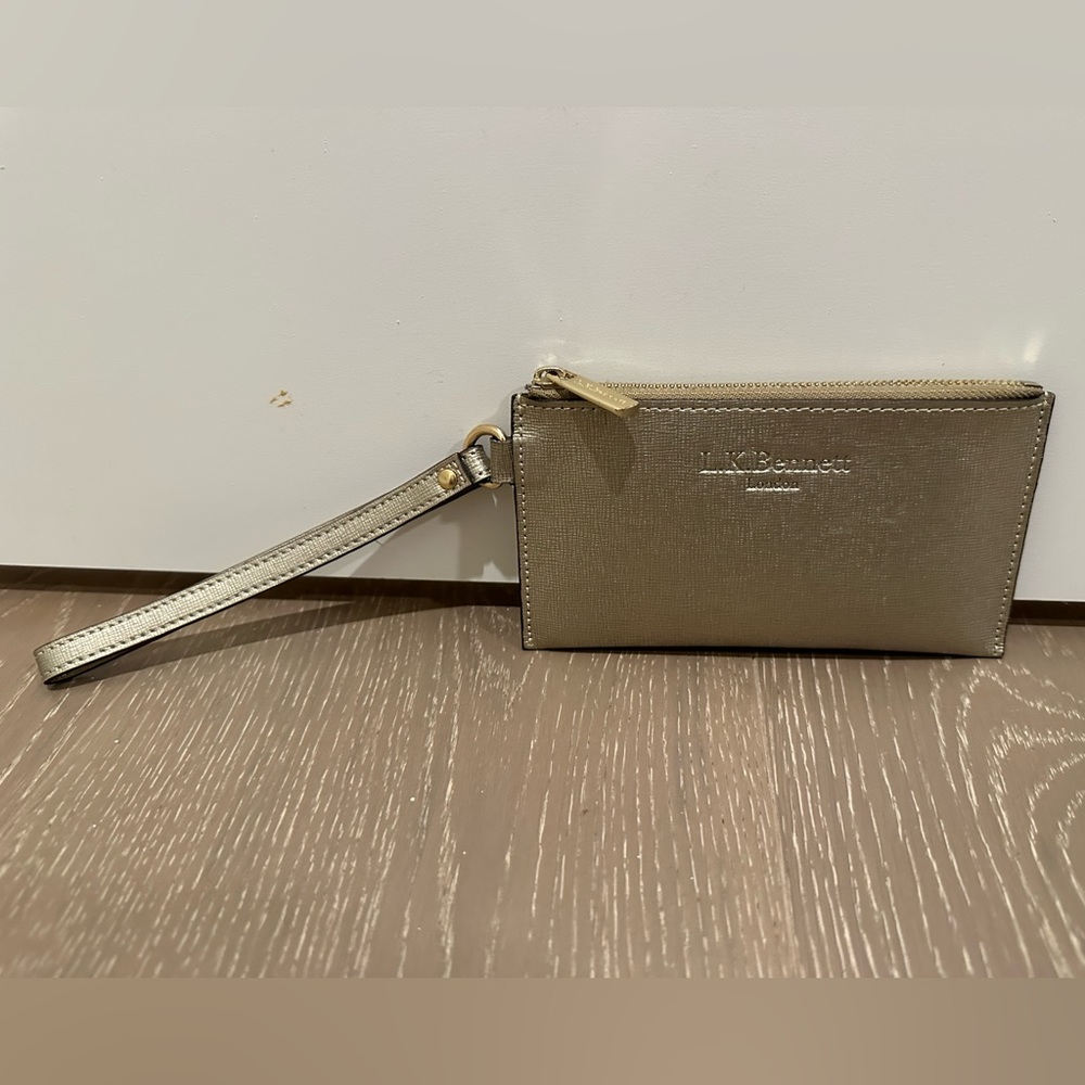 LK Bennett Small Zippered Wristlet Wallet New Gold